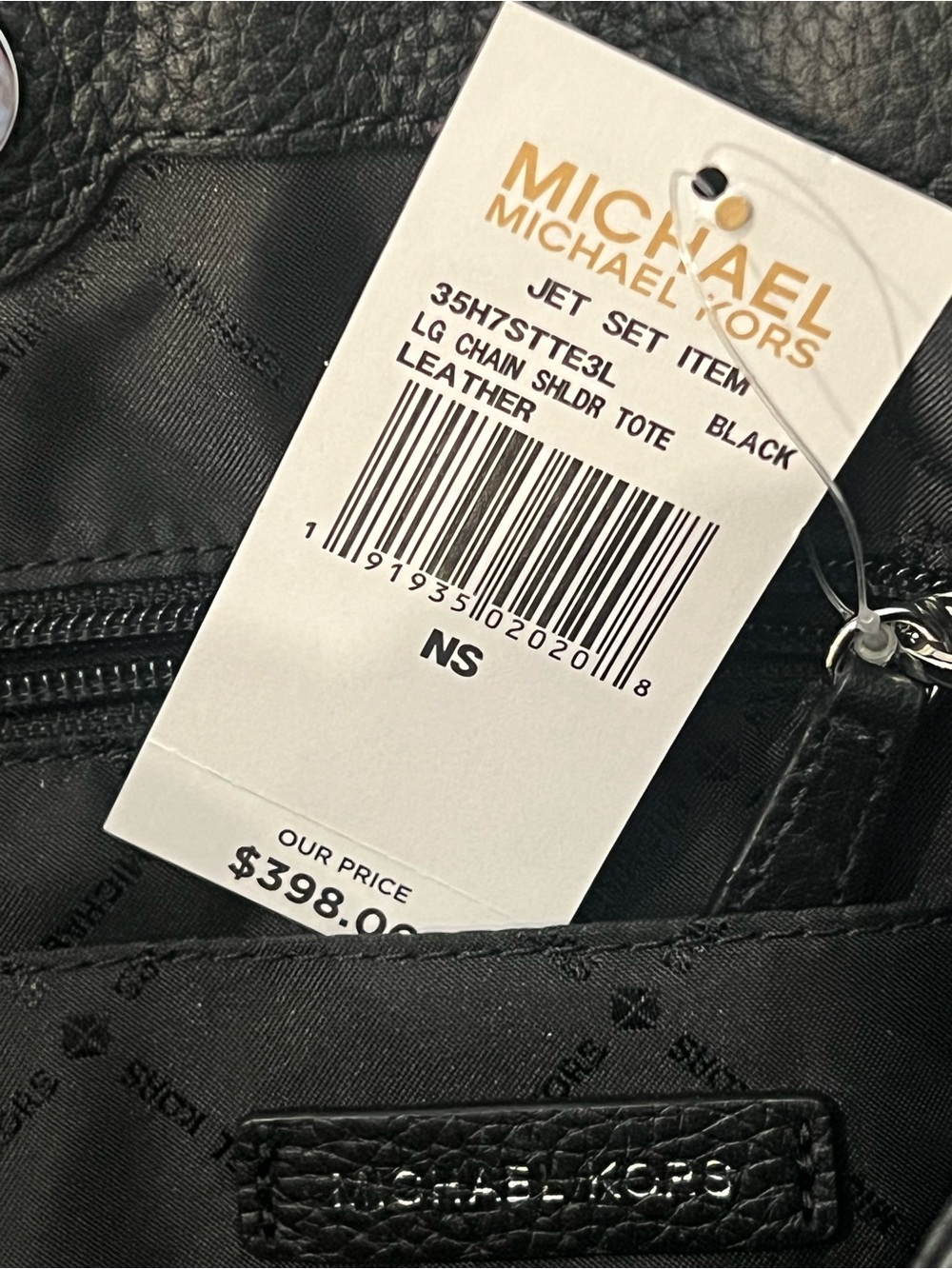 MICHAEL KORS Jet Set Large Black Pebble Leather Chain Strap NWT - Picture 6 of 8